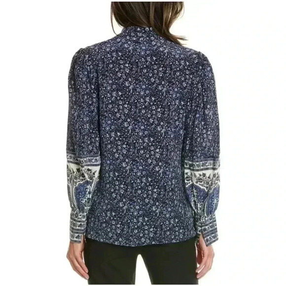 Kobi Halperin Silk Floral-Print Long Sleeve Sz xs Cottagecore V-neck Boho - Picture 2 of 7